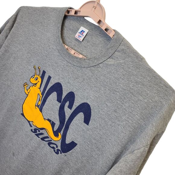 Vintage Santa Cruz University Slugs Mascot Russell Athletic Grey T-Shirt XXL - Picture 5 of 14